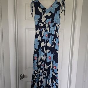 Jessica Simpson Navy and Light Blue Floral Maxi Dress